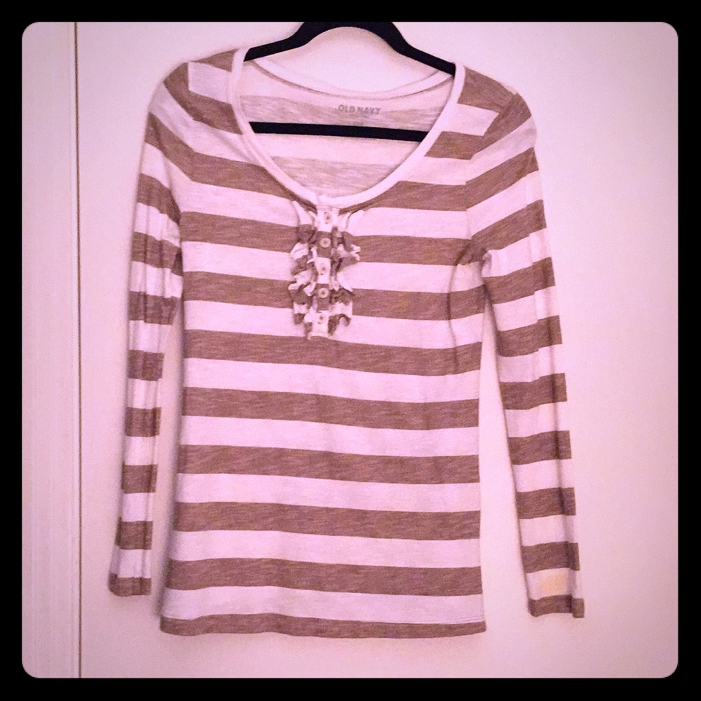 Old Navy white and gold striped long sleeve top